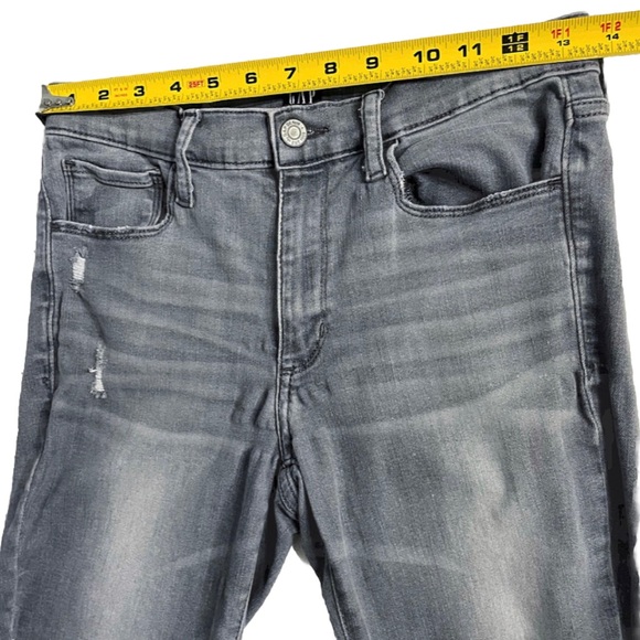 GAP 1969 Mid Rise Distressed Favorite Jeggings Women’s 6/28 Regular Gray Destroy - Picture 7 of 8